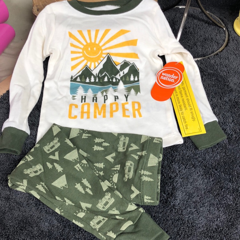 NWT Wonder Nation 2 pc boys sleepwear Happy Camper
